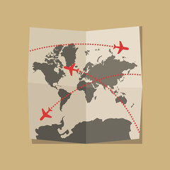 World map flat style illustration