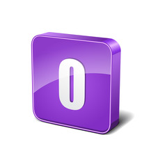 0 Number 3d Rounded Corner Violet Vector Icon Button