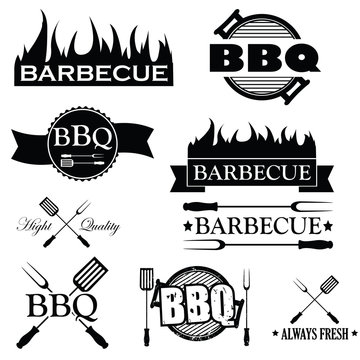 Set of bbq icons isolated on white background, vector