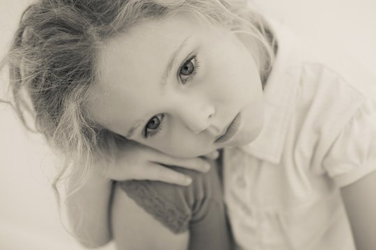 Close-up of a beautiful serious girl