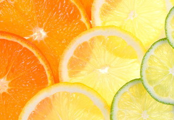 Slices of fresh citrus fruits