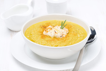 vegetable soup with cream and rosemary