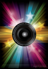 Disco club flyer with black speaker