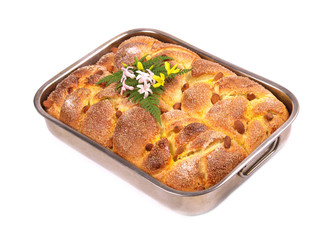 Delicious Easter cake with almonds isolated