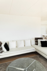 beautiful interiors of a living room, white divan