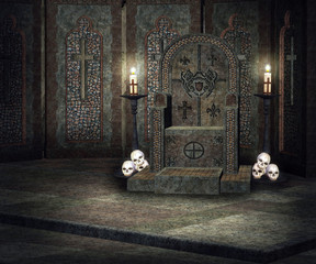 Dark Throne Palace Background - obrazy, fototapety, plakaty