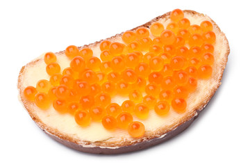 Sandwich with butter and red caviar