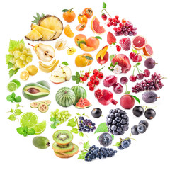 Collection of fruits isolated on white background