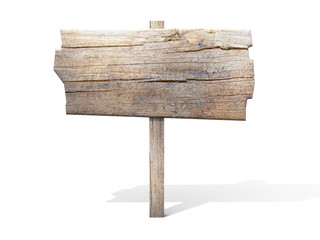 old wooden billboard. isolated on white.