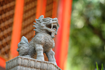 Lion stone statue