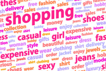 Girl Shopping For Clothes Word Cloud Concept Illustration