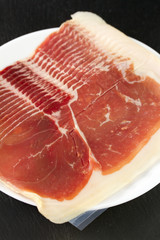 prosciutto on plate