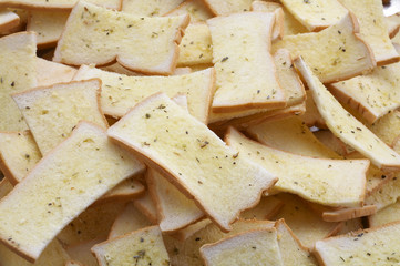 close up butter and herb bread