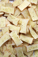 butter bread and rosemary in studio light
