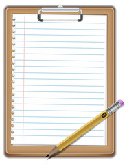 notepad with pencil