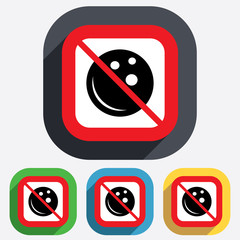 No Bowling ball sign icon. Bowl symbol.