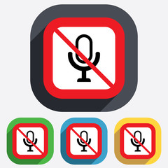 No Microphone icon. Speaker symbol. Live music.