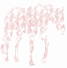 Horse silhouette of light pink leaves