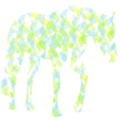 Horse silhouette of colored leaves