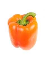 Ripe orange pepper with green stem