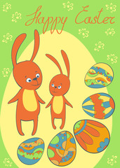 vector card frame happy Easter eggs and bunny