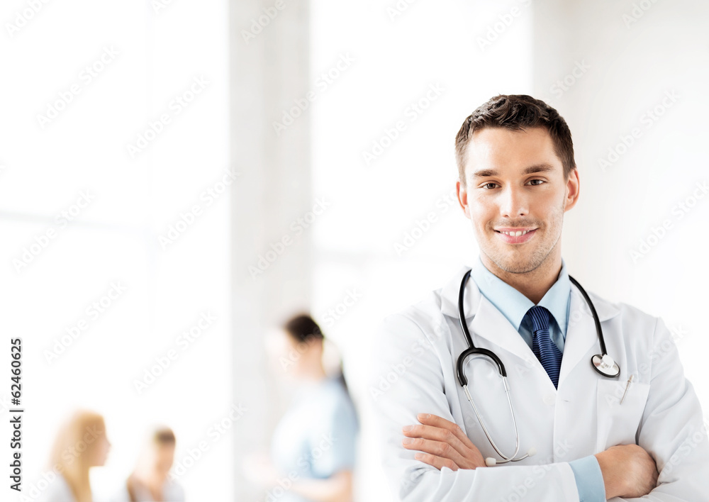 Sticker male doctor with stethoscope