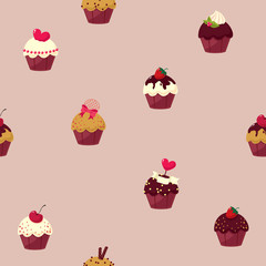 seamless cartoon cake pattern