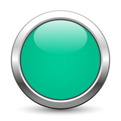 Seegrüner metallischer Knopf mit Textfreiraum