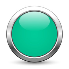 Seegrüner metallischer Knopf mit Textfreiraum