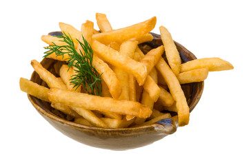 French fries on white background