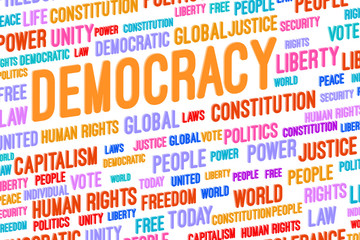 Democracy Word Cloud 3D Concept Illustration