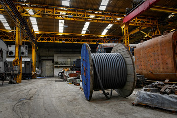 Fototapeta na wymiar Industrial wire in the factory