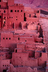 almond tree and Ait Benhaddou Ksar Kasbah, Morocco, Africa, befo