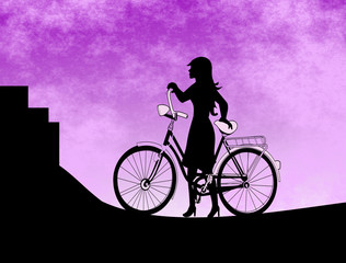 Fototapeta premium Girl with Bicycle