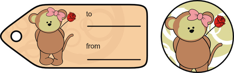 monkey cute girl love cartoon sticker