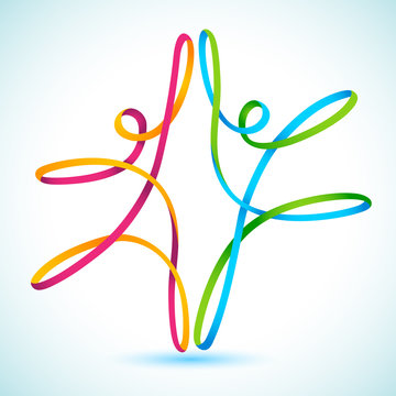 Colorful swirly figures fancing
