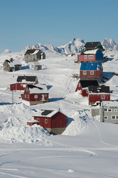 Colorful houses in Kulusuk, East Greenland