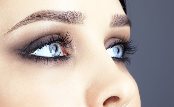 close-up shot of woman's eyes