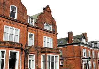 Red brick houses in street