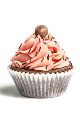 Pink creamed cupcake