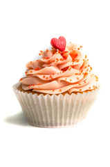Pink creamed sweet cupcake