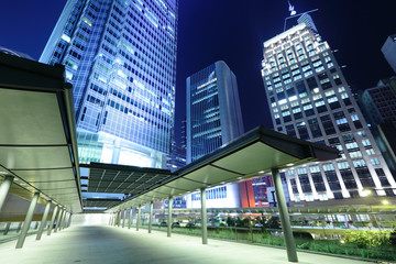 Financial district in Hong Kong at night