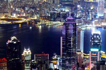 Fototapeta premium Hong Kong skyline at night