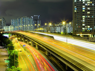 Fototapeta na wymiar Highway in city at night
