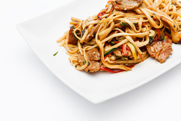 noodle with meat and vegetables