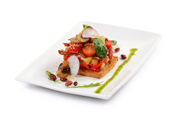 Salad from baked eggplants and peppers