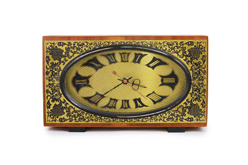 Old antiquarian clock isolated on white