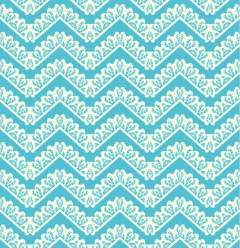 Lace seamless pattern on blue background