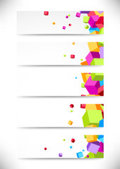 Collection business cards with bright colorful cubes