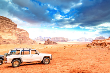 Scenic Jordanian desert in Wadi Rum, Jordan